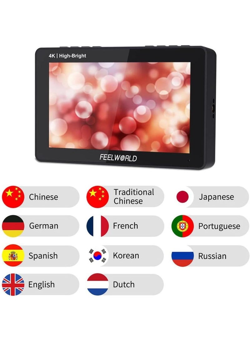 فيل وورلد شاشة ميدانية FEELWORLD F5 Prox مقاس 5.5 بوصة بدقة عالية وسطوع 1600 نيت لمراصد كاميرات DSLR. - Image 3